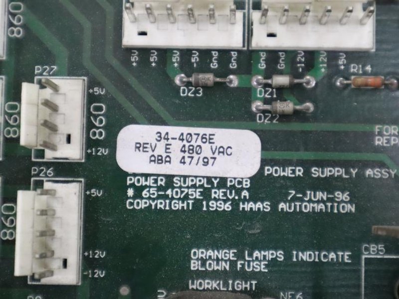 Used Haas Power Supply PCB Assembly #65-4075E Rev.A