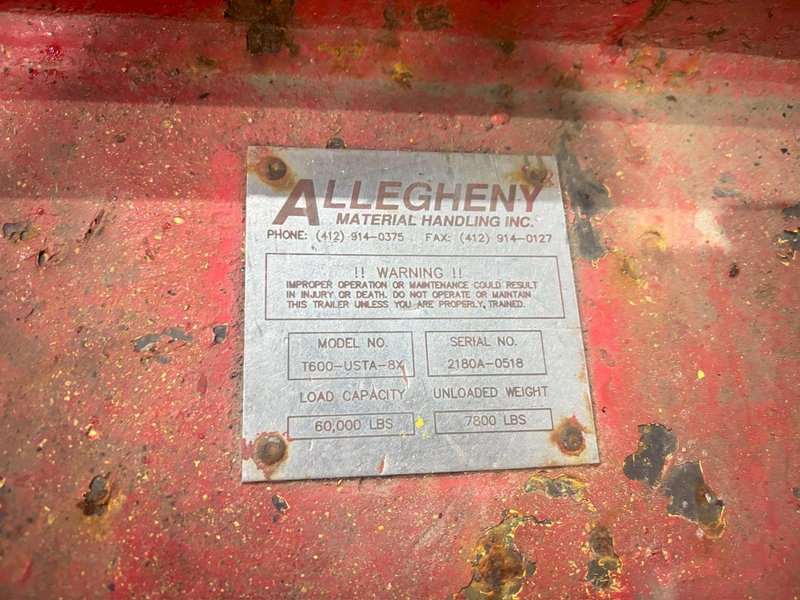 60,000 LBS ALLEGHENY MATERIAL HANDLING INC MODEL #T600-USTA-8X TUGGER TRAILER DIE CART: YOBRO #24341