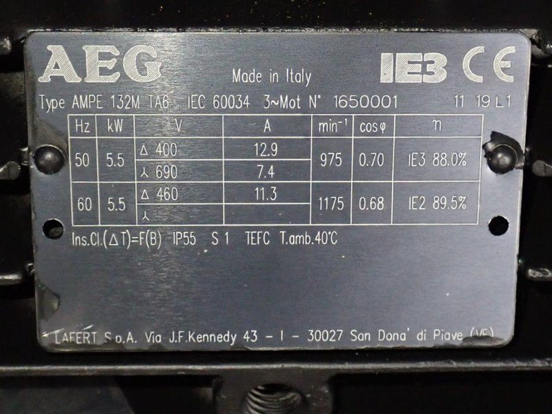 AEG 5.5 KW MOTOR  -  AMPE 132M TA6