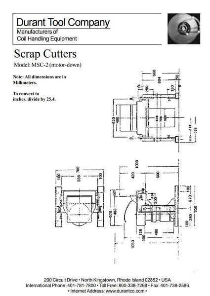 15" X .144" MSC (DURANT) MODEL #MSC-2-ST HOOP SCRAP CUTTER SHEAR, NEW 2009: YOBRO #25095