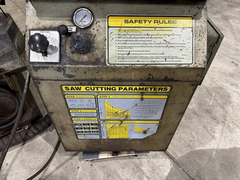 18" X 27" HYDMECH MODEL #S-25A AUTOMATIC HORIZONTAL MITER SAW WITH NESTING &amp; PLC100 CONTROL: STOCK #21001