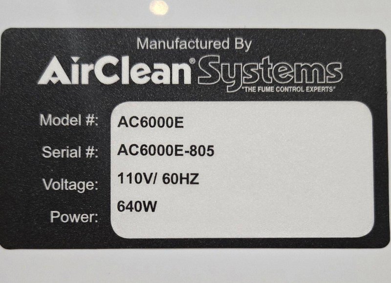 AIRCLEAN SYSTEMS AC6000E Fume Hood USED