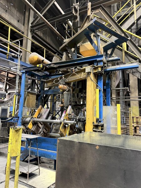 Redford model HS 22 linear shell core machine, Nsn with twin sand feed system, modlified to handle 150# blow head, plc controls, 22" x 26" platen, sand return system