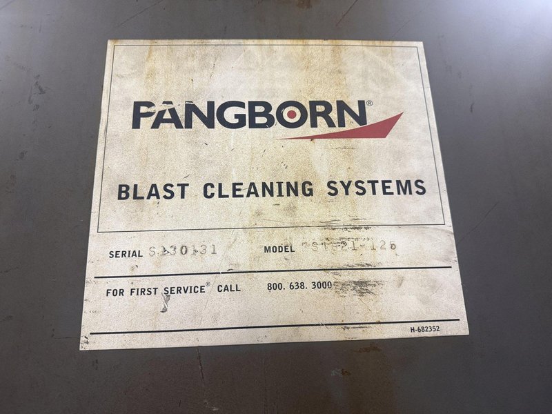 72" WIDE x 16" HIGH PANGBORN MODEL #ES1821-125 TOP &amp; BOTTOM PLATE SHOT BLAST MACHINE, WITH DUST COLLECTOR: YOBRO #25181
