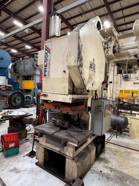 130 ton Pressix Adjustable Stroke Metal Stamping Gap Frame Back Geared Press, Year 2006