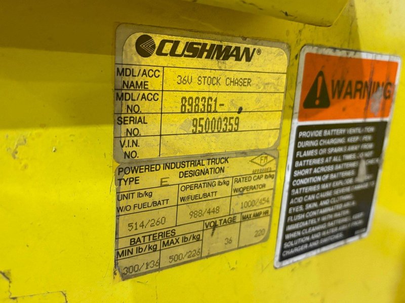 36 VOLT CUSHMAN MODEL #898361 STOCK CHASER/TUGGER CART: YOBRO #24650