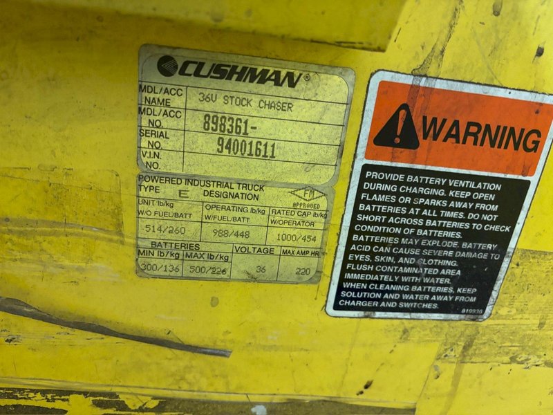 36 VOLT CUSHMAN MODEL #898361 STOCK CHASER/TUGGER CART: YOBRO #24660