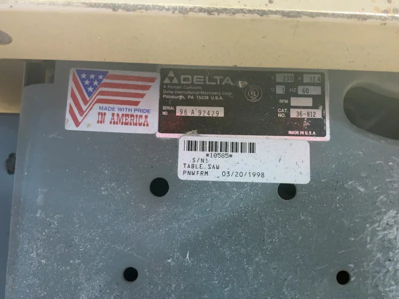 DELTA 10” UNISAW 10” TILTING ARBOR SAW  -  36-812