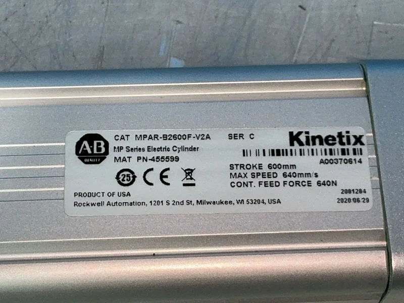 ALLEN BRADLEY MP SERIES ELECTRIC CYLINDER   -  MPAR-B2600F-V2A