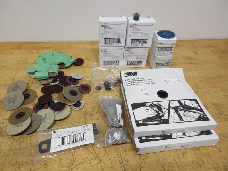 3M and Other Roloc Abrasives, Scotchbrite Polishers, (2) Rolls 3M Utility Cloth 1" x 80 Grit- Auction Item