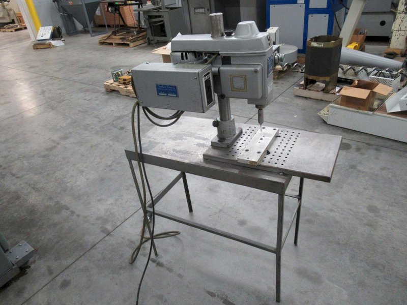 SpeedyCut ST-0 Tapping Machine with 5" Throat W/ Foot Pedal, Mounted On Metal Table