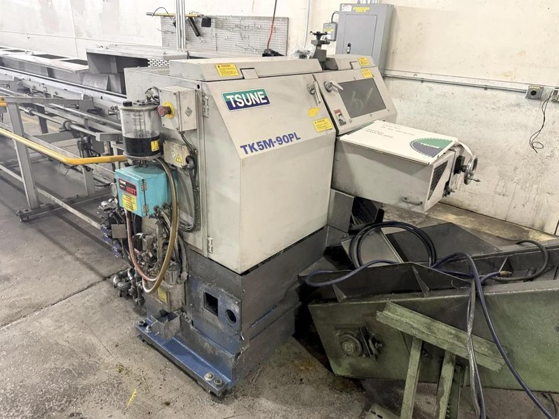 3.5" TSUNE TK5M-90-PL AUTOMATIC CNC COLD SAW W/AUTO INFEED TABLE. STOCK # 0757526