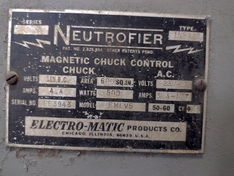 39&quot; X 16&quot; ELECTROMAGNETIC CHUCK WITH NEUTROFIER CONTROL: STOCK #17374