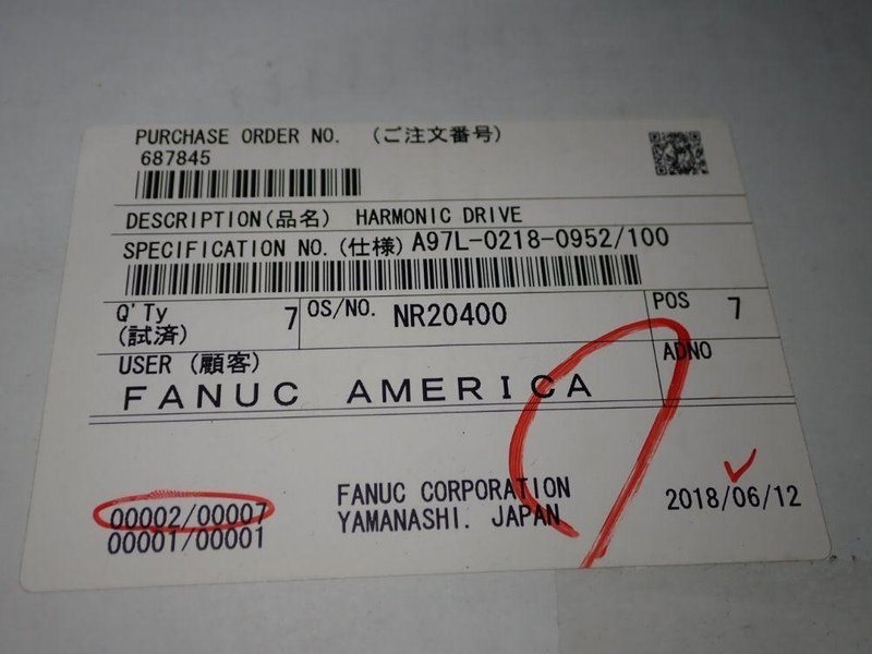 FANUC HARMONIC DRIVE REDUCER  -  A97L-0218-0952#100