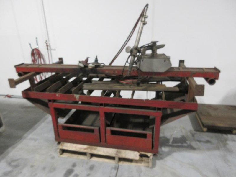 Oxy/Acetylene Torch Track Cutting Table with Victor VCM 200 Motor Unit and Adjustable Torch, Track, and Material Catch Drawers- Auction Item