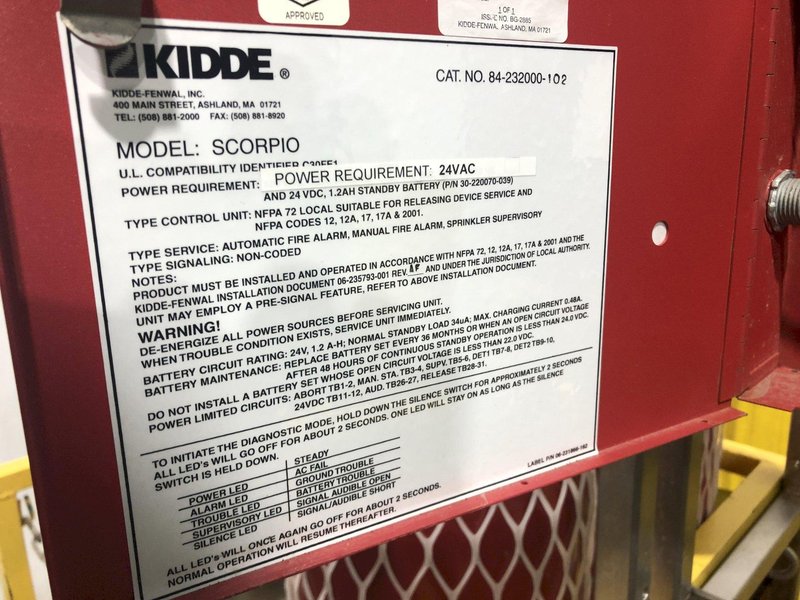 KIDDE SCORPIO FIRE SUPRESSION SYSTEM: STOCK #18107