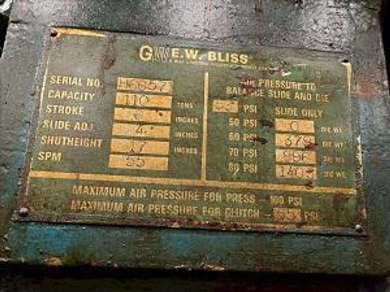 110 Ton BLISS C-110 O.B.I. PRESS