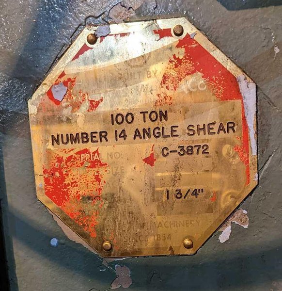 Shear, Angle &amp; Bar, Williams &amp; White, 100 Ton