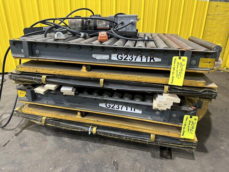 4,000 LBS X 60" X 48" ECONO LIFT HYDRAULIC SCISSOR LIFT TABLE WITH ROTARY ROLLER CONVEYOR TOP, 115 VOLT: STOCK #20960