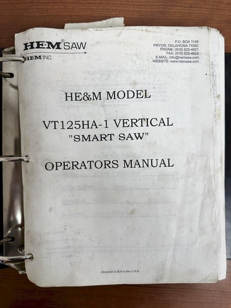 20" x 24" HEM MODEL #VT-125HA-1-SS SMART-SAW AUTOMATIC VERTICAL BAND SAW WITH NESTING: YOBRO #24105