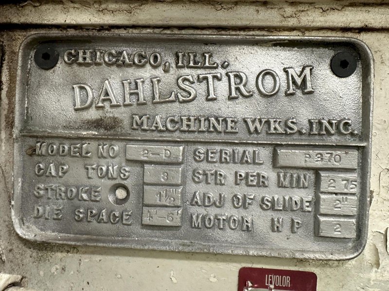 8 TON DAHLSTOM 4 POST CUT OFF PRESS: STOCK #78005