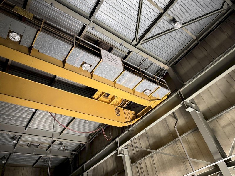 50/10 TON  X 68' SPAN ORLEY MEYER DOUBLE GIRDER OVERHEAD BRIDGE CRANE. STOCK # 0757426
