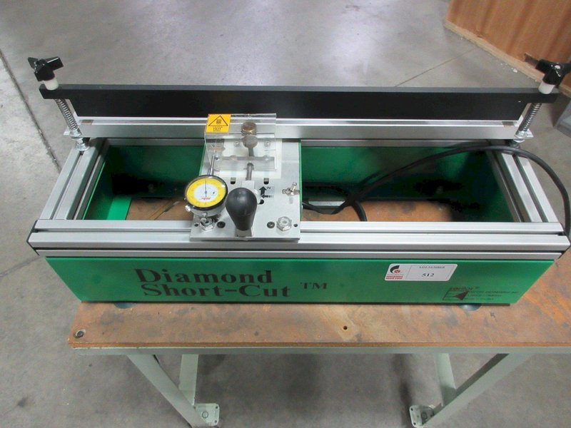 Encore Engineering Diamond Short-Cut Table Top Squeegee Sharpener, Model DSC-020 On Metal Rolling Cart- Auction Item