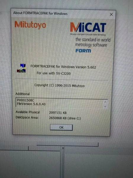 Used Mitutoyo model SV-C3200H4 formtracer contour and surface roughness tester
