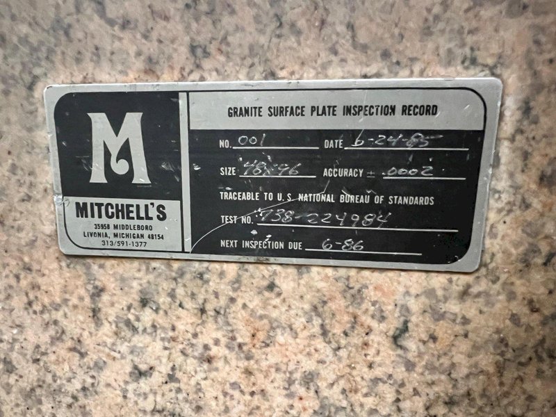 USED STARRETT CRYSTAL PINK 8&#039; X 4&#039; X 10&quot; GRANITE SURFACE PLATE WITH STAND, Stock# 11150