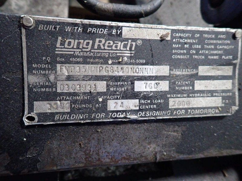 LONG REACH MANUFACTURING CO. 2550 LBS @ 24" CENTER LOAD HYDRAULIC GRAPPLE   -  FNP35NNPG84ONONNN