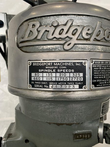 1-HP BRIDGEPORT SERIES 1 VERTICAL MILL. STOCK #0254024