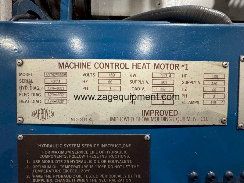 Improved Used B-37 Blow Molding Machine, Dual Head, 3.75 lbs./head