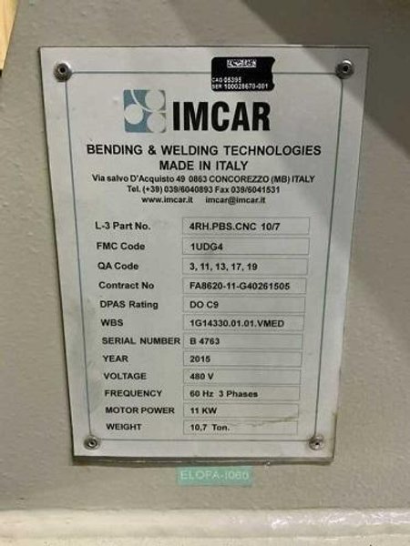 12&#039; X 5/16&quot; IMCAR MODEL #4RH.PBS.CNC PLATE BENDING ROLLS
