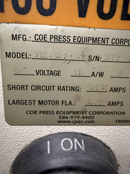 12&quot; X .156&quot; COE CPRF-SM-212 SERVO FEEDER WITH CONTROLLER. STOCK # 1226524