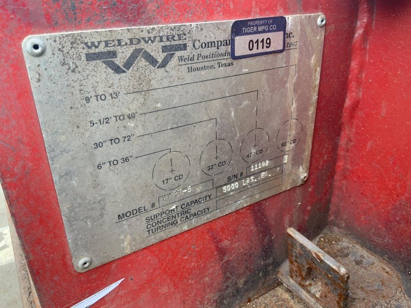 5 TON WELDWIRE TANK TURNING ROLL SET: STOCK #81018