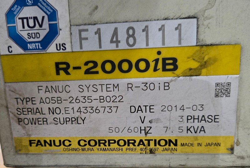 FANUC R-2000IB/210F + R30IB ROBOT ARM AND CONTROL CABINET USED