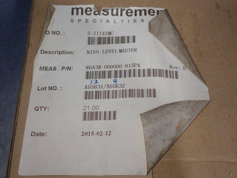 MEASUREMENT SPECIALTIES LEVEL MASTER SENSORS  -  86A3R-000000-015PA