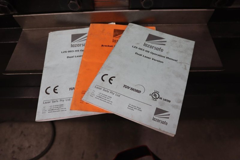 Amada HG 1303 CNC Hydraulic Press Brake, 143 Ton x 112.4", Down-Acting, AMNC 3i Control, 6-Axis BG, Curtains