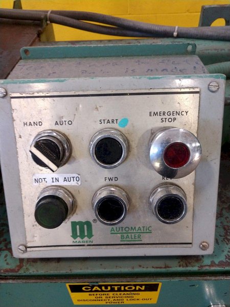 15&quot; X 15&quot; X 15 HP MAREN MODEL #111-297 HYDRAULIC HORIZONTAL AUTOMATIC CONTINUOUS BALER: STOCK #13505