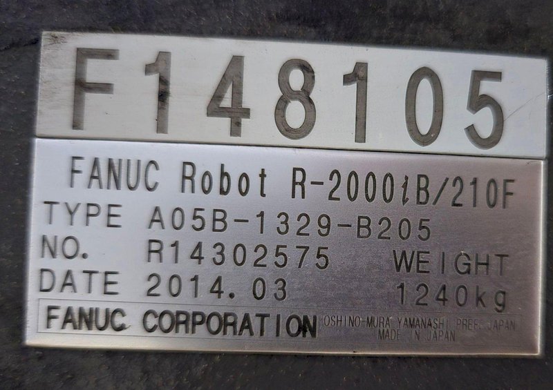 FANUC R-2000IB/210F + R30IB ROBOT ARM AND CONTROL CABINET – NO PENDANT USED