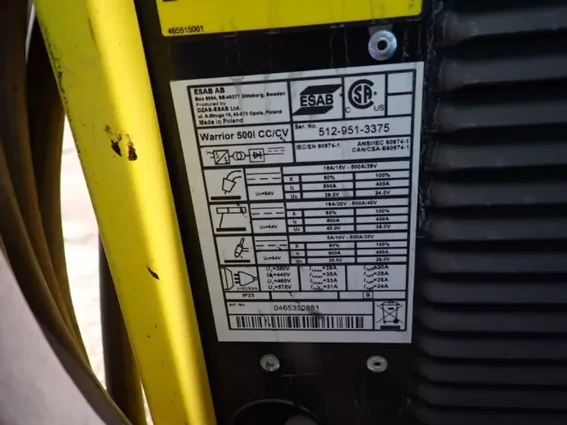 Esab Welder - Warrior 500i Cc/cv