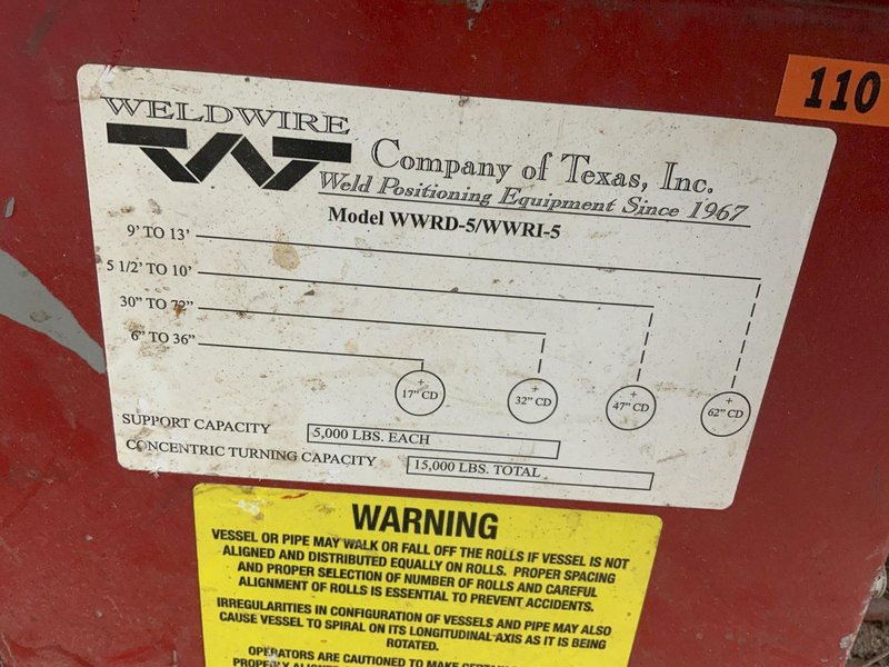 5 TON WELDWIRE TANK TURNING ROLL SET: STOCK #81016
