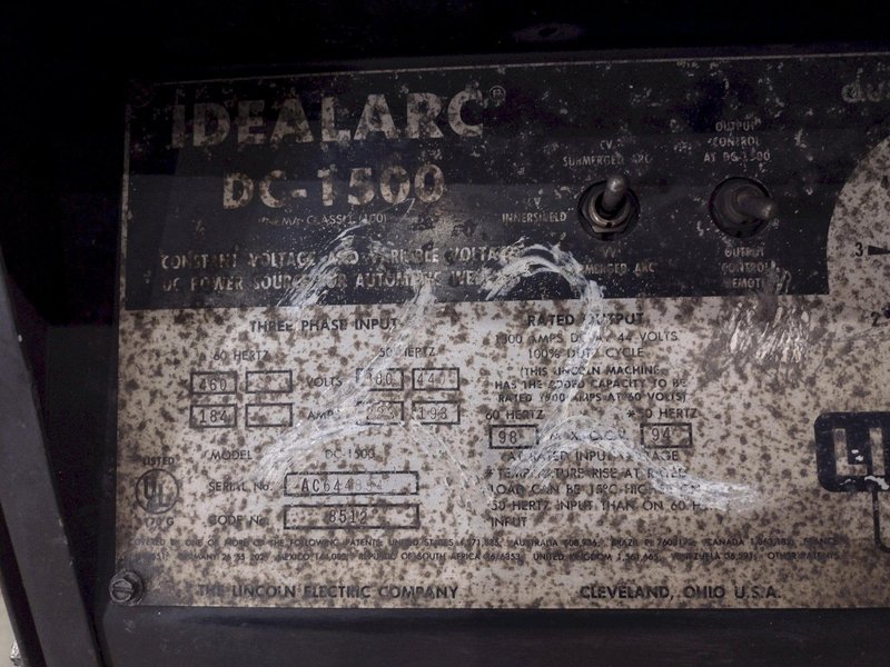 1500 AMP LINCOLN IDEALARC MODEL #DC-1500 WELDER: STOCK #20599