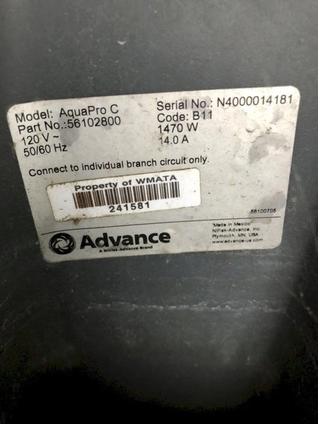 NILFISK ADVANCED MODEL AQUAPRO C CARPET CLEANER: STOCK #14010