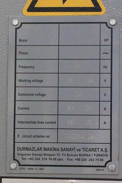 10' x 192 TON DURMA CNC HYDRAULIC PRESS BRAKE MODEL AD-R 30175