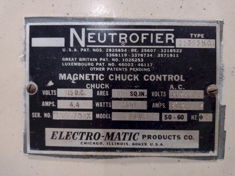 12&quot; x 36&quot; GARDNER MODEL #1236 HYDRAULIC HORIZONTAL SURFACE GRINDER: STOCK #19300