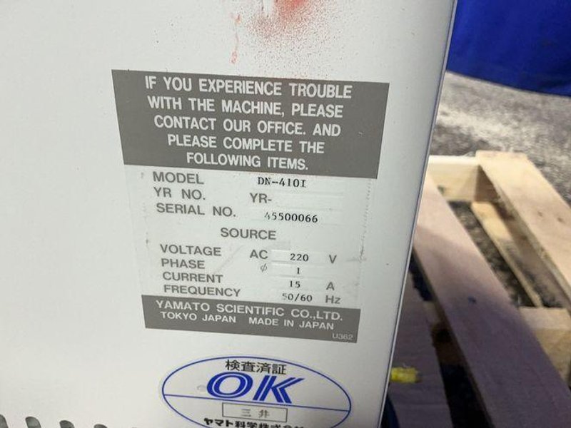 YAMATO SCIENTIFIC CO., LTD. INERT OVEN  -  DN-410I