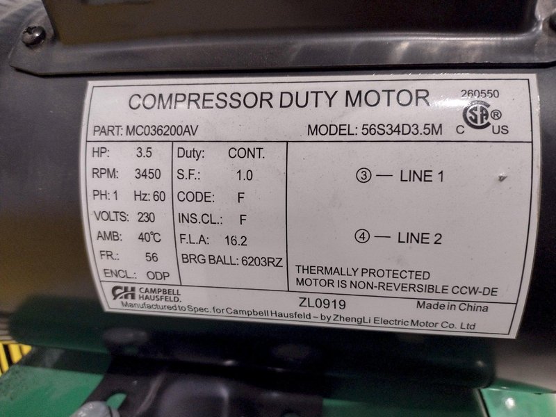 3.7 HP SPEED MODEL #4ME96 VERTICAL AIR COMPRESSOR: STOCK #20148