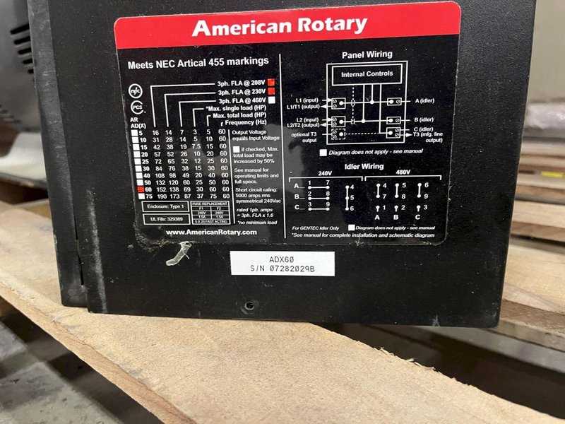 American Rotary ADX 60 Rotary Phase Converter