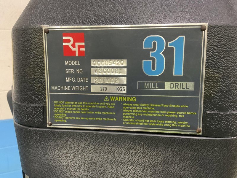 RF 31 MILLING &amp; DRILLING MACHINE: STOCK #80938